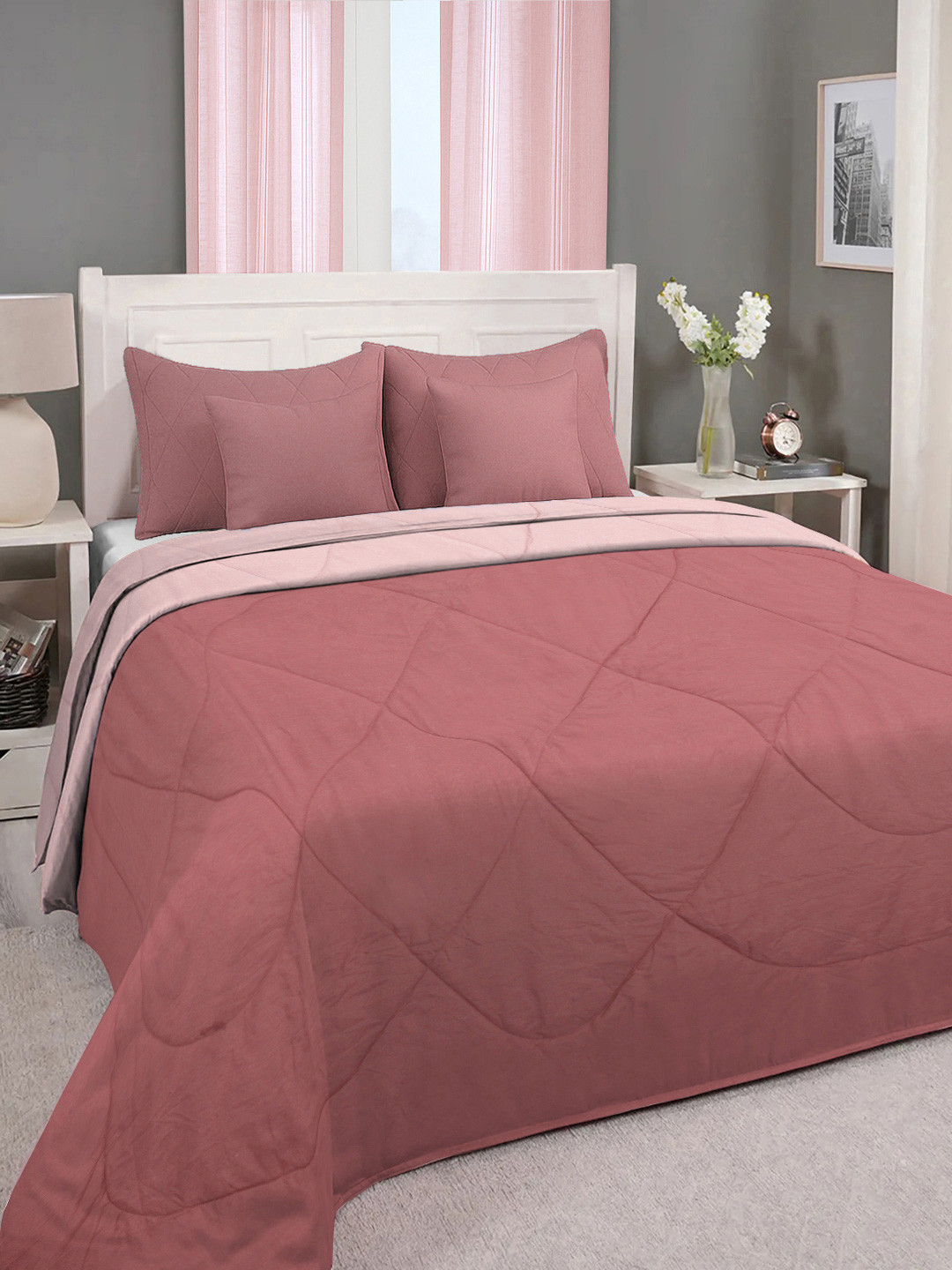 Myntra Elegant Homes Rust Solid Flat 350 GSM AC Room King Double Bed Comforter