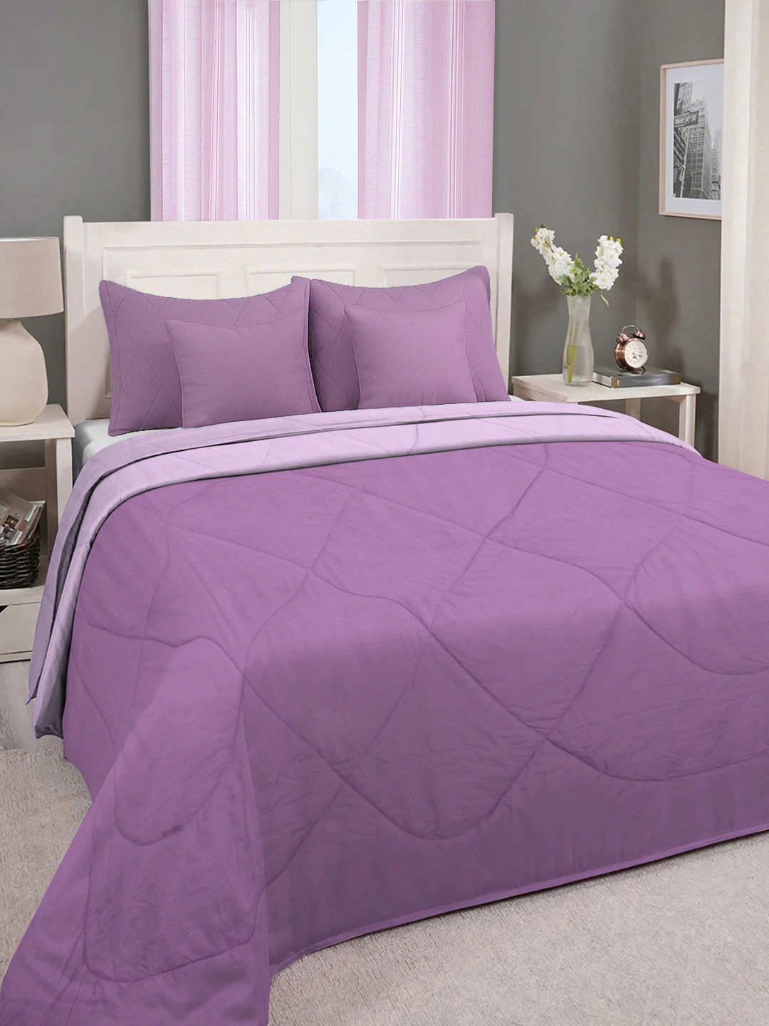 Myntra Elegant Homes Purple Solid Flat 350 GSM AC Room King Double Bed Comforter