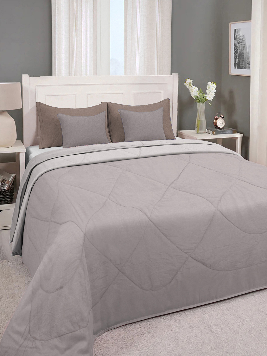 Myntra Elegant Homes Beige Solid Flat 350 GSM AC Room King Double Bed Comforter