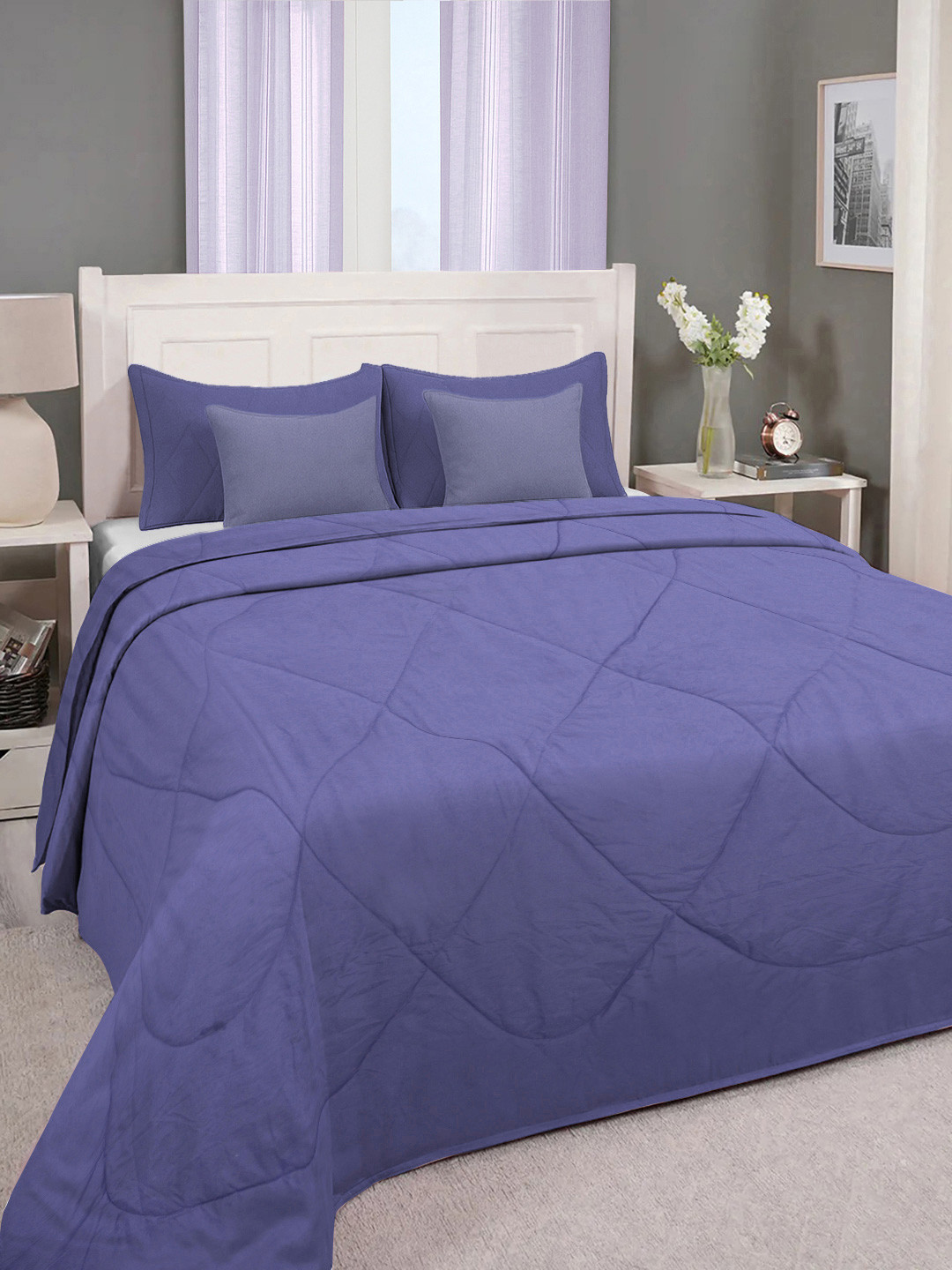 Myntra Elegant Homes Purple Solid Flat 350 GSM AC Room King Double Bed Comforter