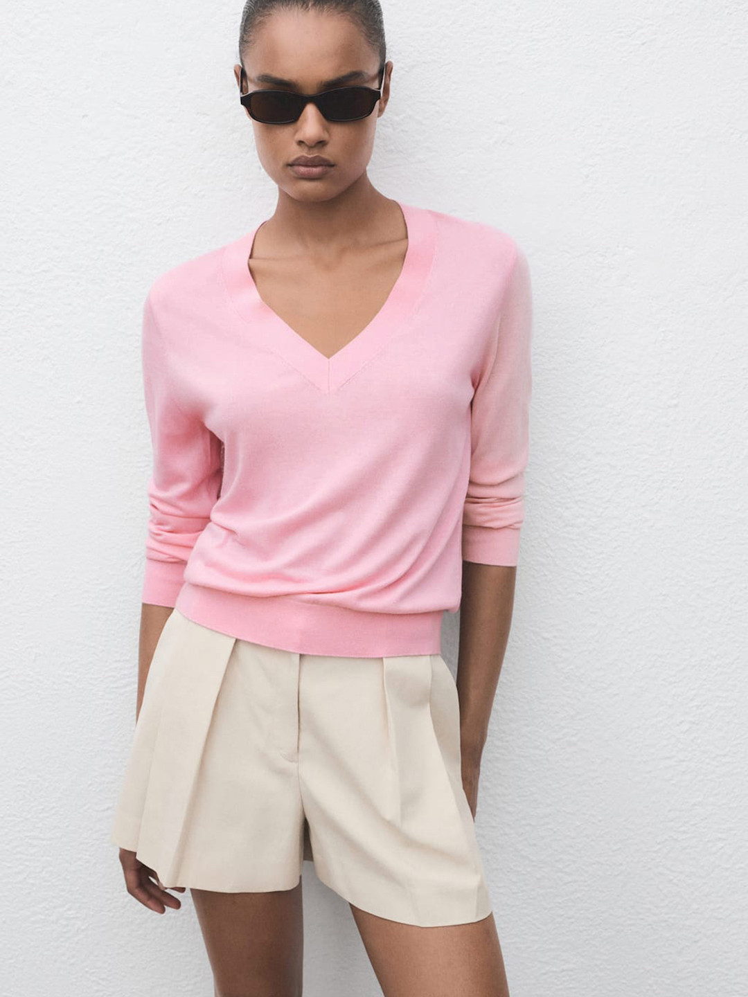 MANGO Fine Knit V-Neck Pullover