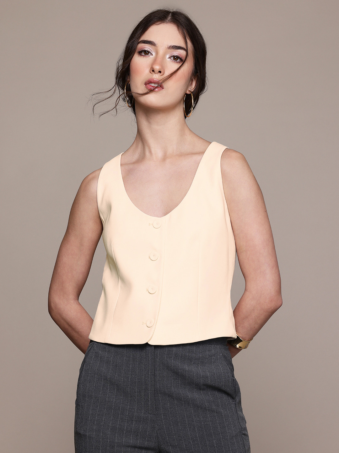 MANGO Solid Smart Casual Waistcoat