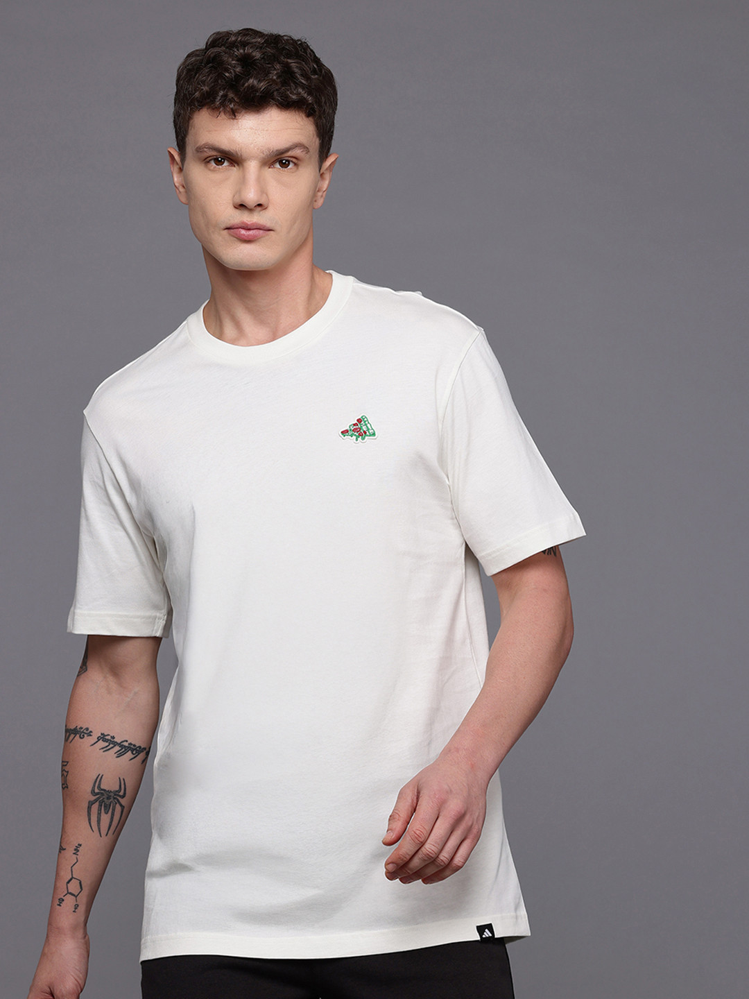 ADIDAS Men Pizza Trim Pure Cotton T-shirt