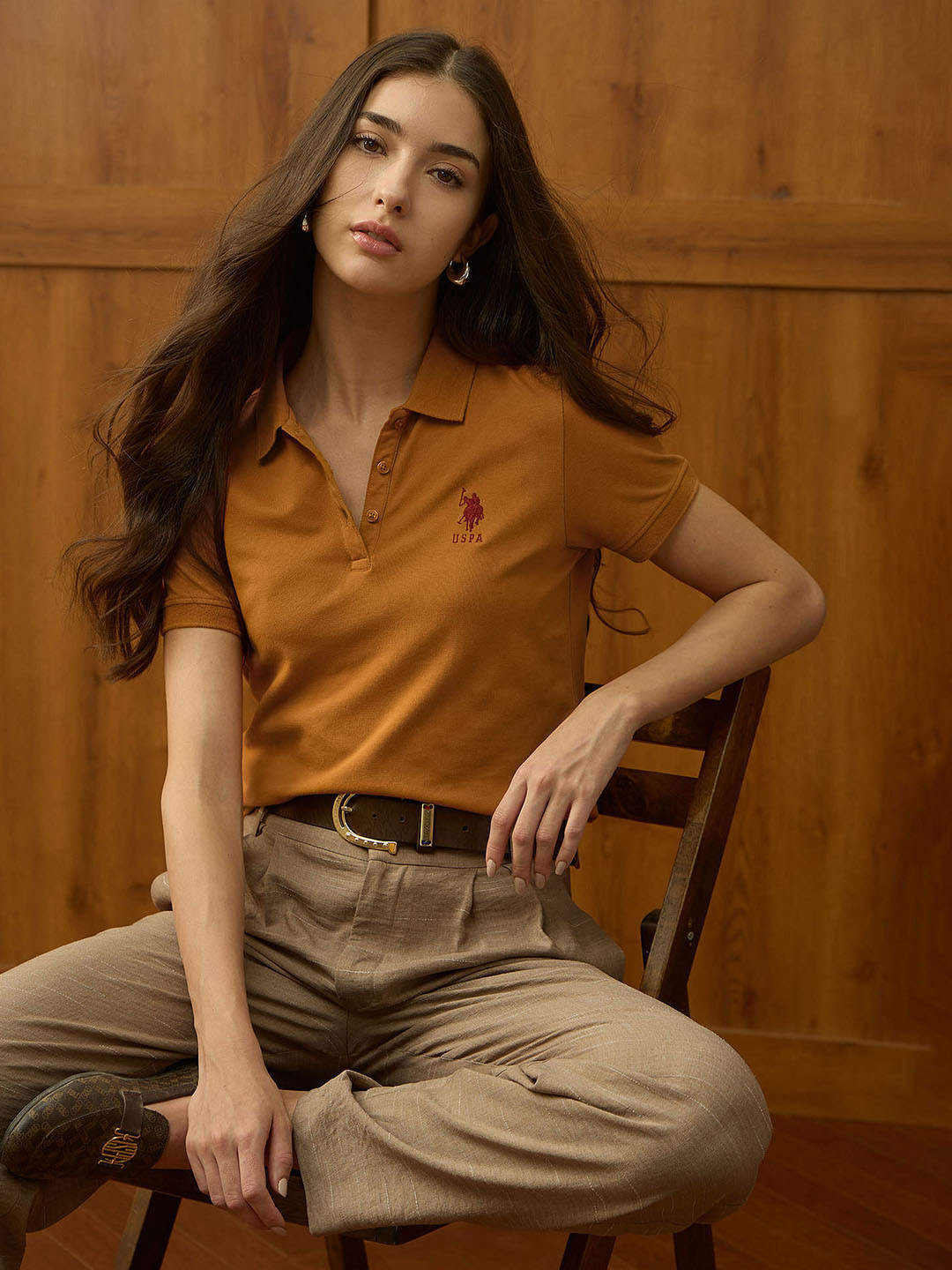 U.S. Polo Assn. Women Polo Collar Cotton T-shirt