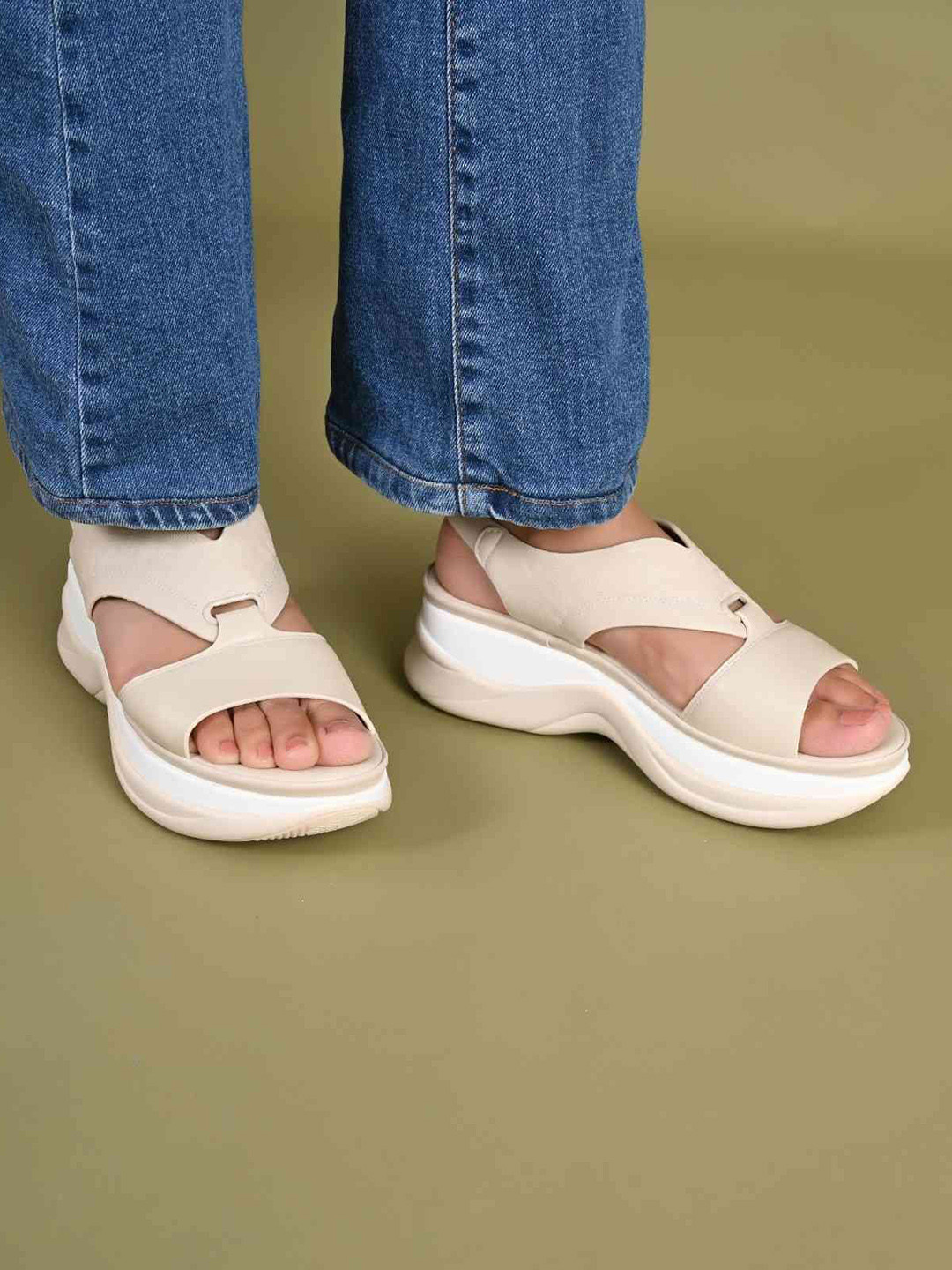 San Marino by Shoe Bank Women Platform Heels Cushioned High Sandals with Buckles