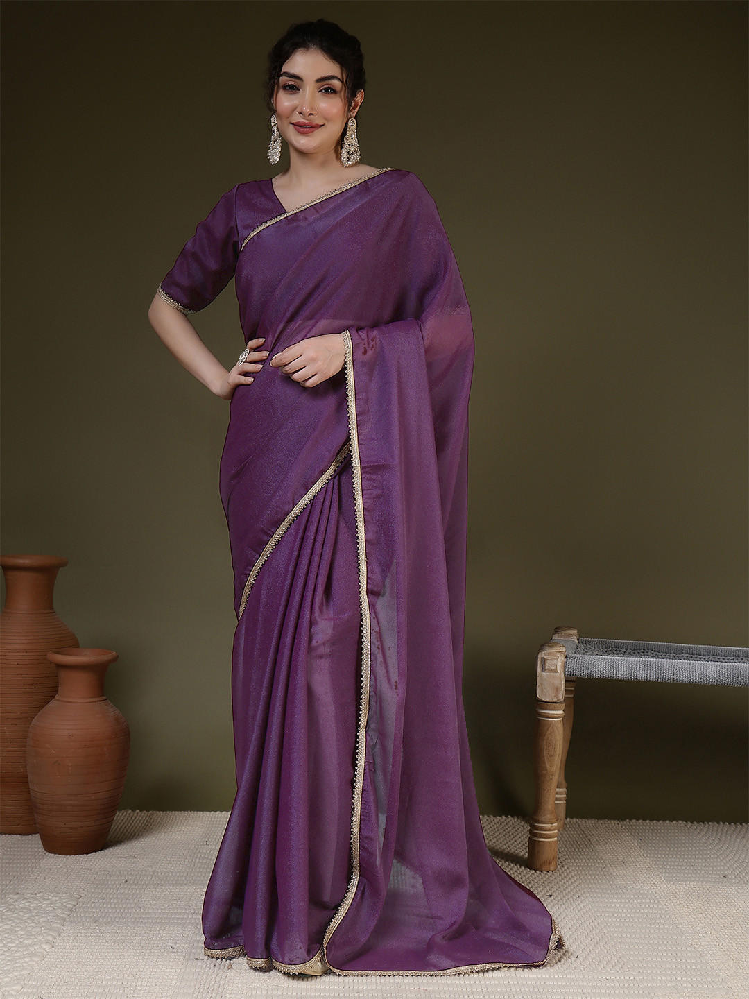Nayo Embellished Saree With Unstitched Blouse Piece