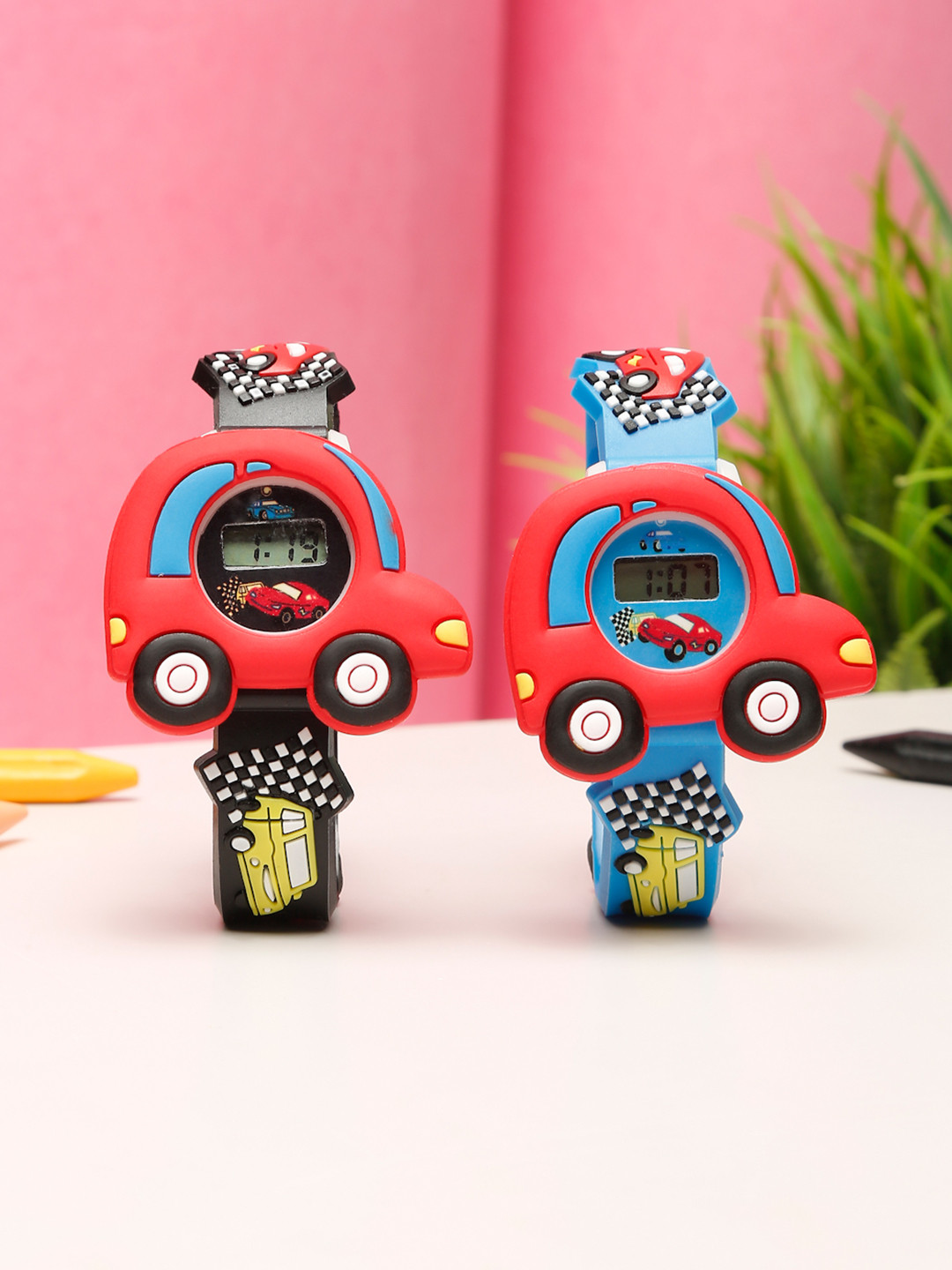 Stoln Kids Gift Set Pack Of 2 Embellished Dial & Textured Straps Digital Watch
