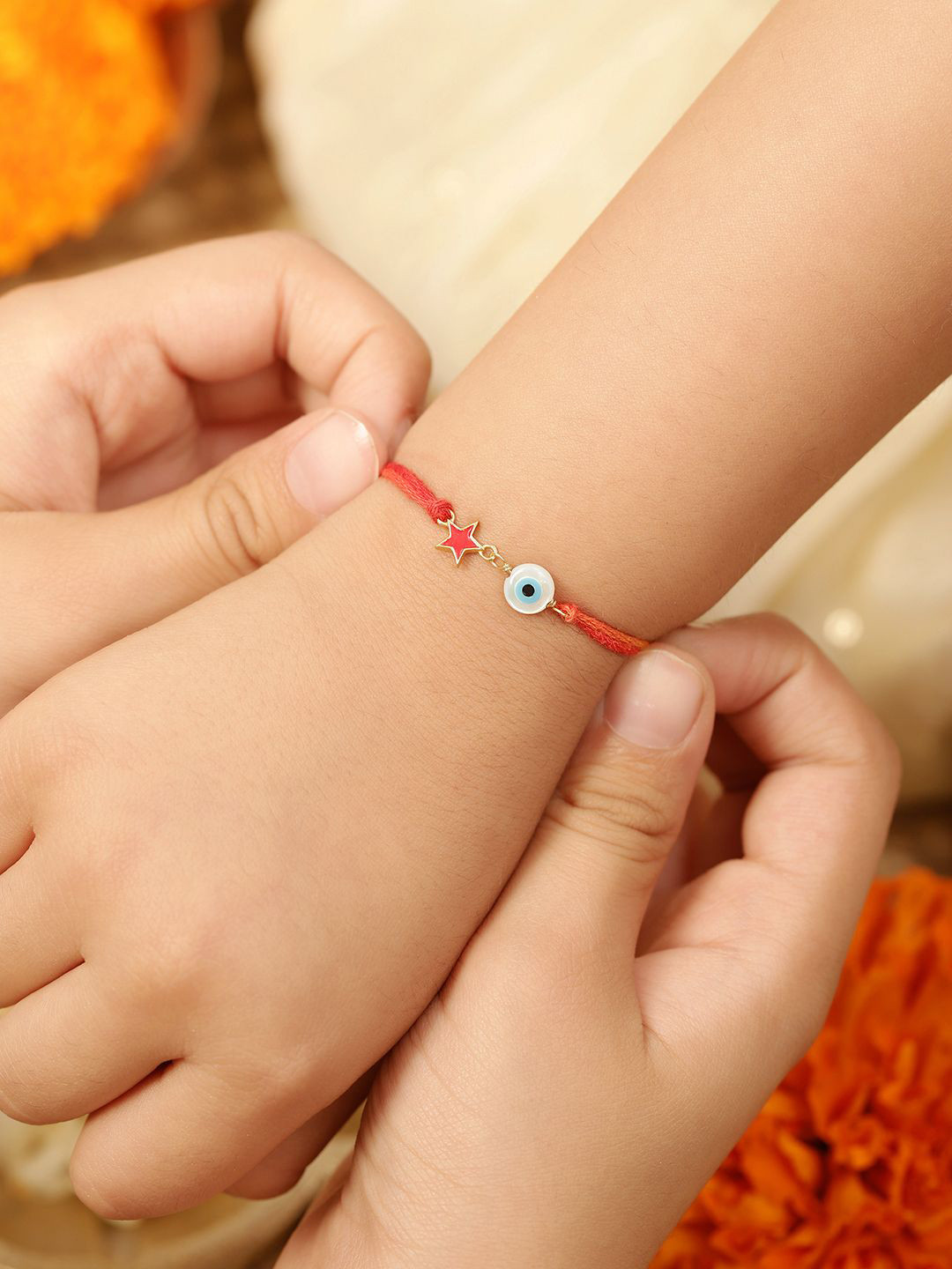 BONKIDS Kids 925 Silver Evil Eye Thread Rakhi