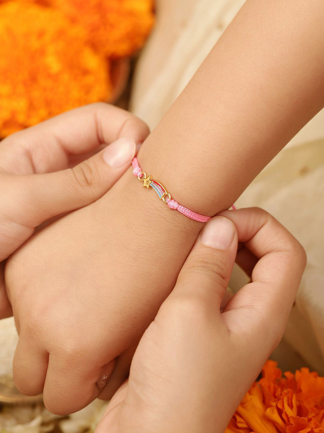 BONKIDS Kids 925 Silver Magical Star Thread Rakhi