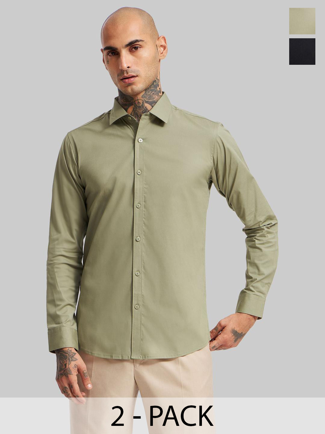 Underrated Club India Slim Fit Pack Of 2 Spread Collar Slim Fit Pure Cotton Shirts