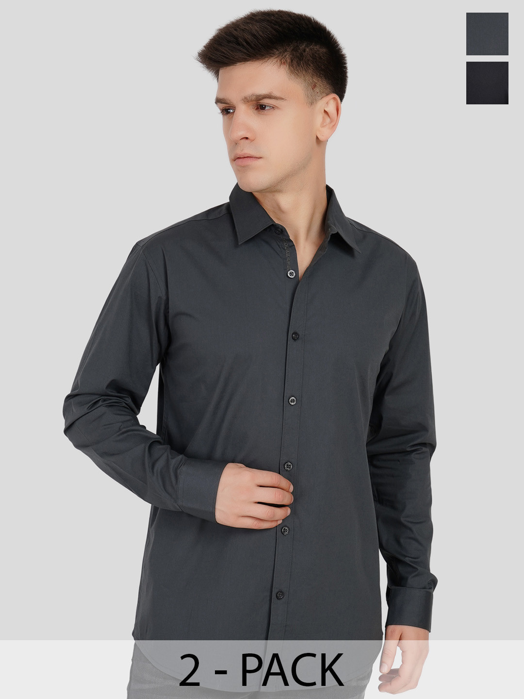 Underrated Club India Slim Fit Pack Of 2 Spread Collar Slim Fit Pure Cotton Shirts