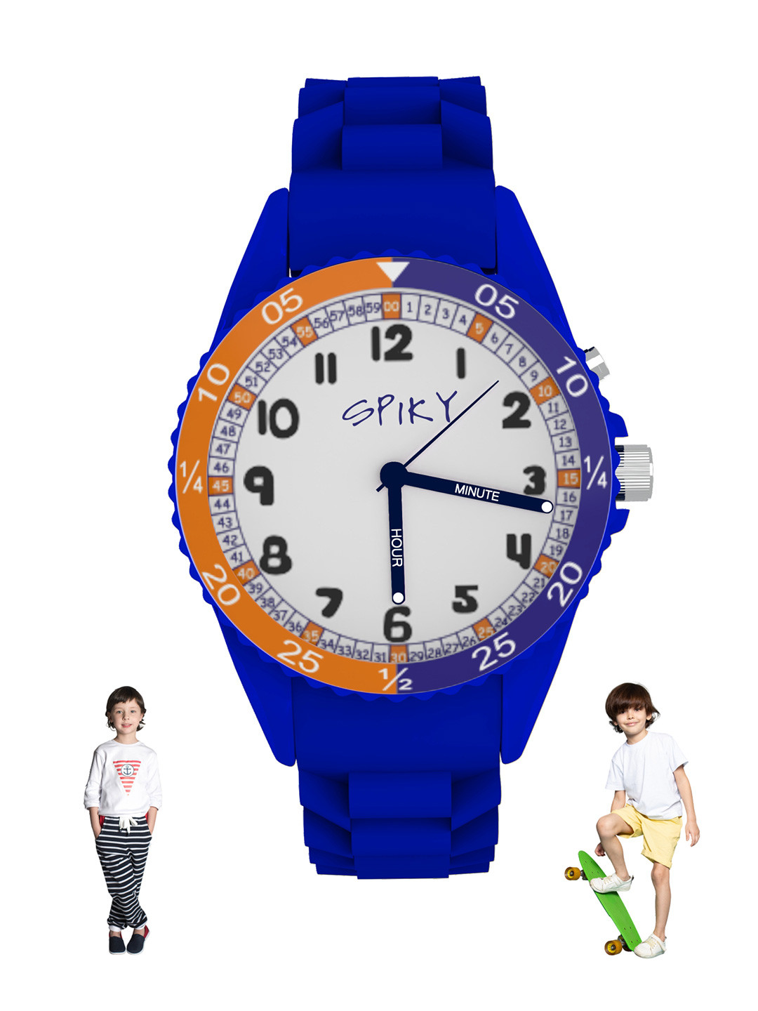 Spiky Kids Solid Dial & Textured Straps Analogue Watch SPKEVA30_C5_Blu