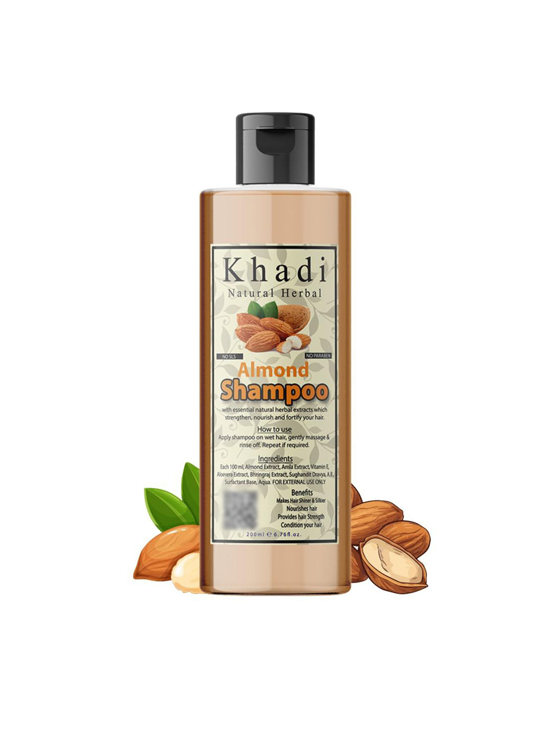khadi natural herbal Almond Shampoo For Long, Healthy & Strong Hair- 200 ml