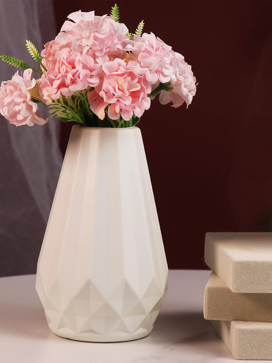 Art Street White Geometric Faceted Flower Vase