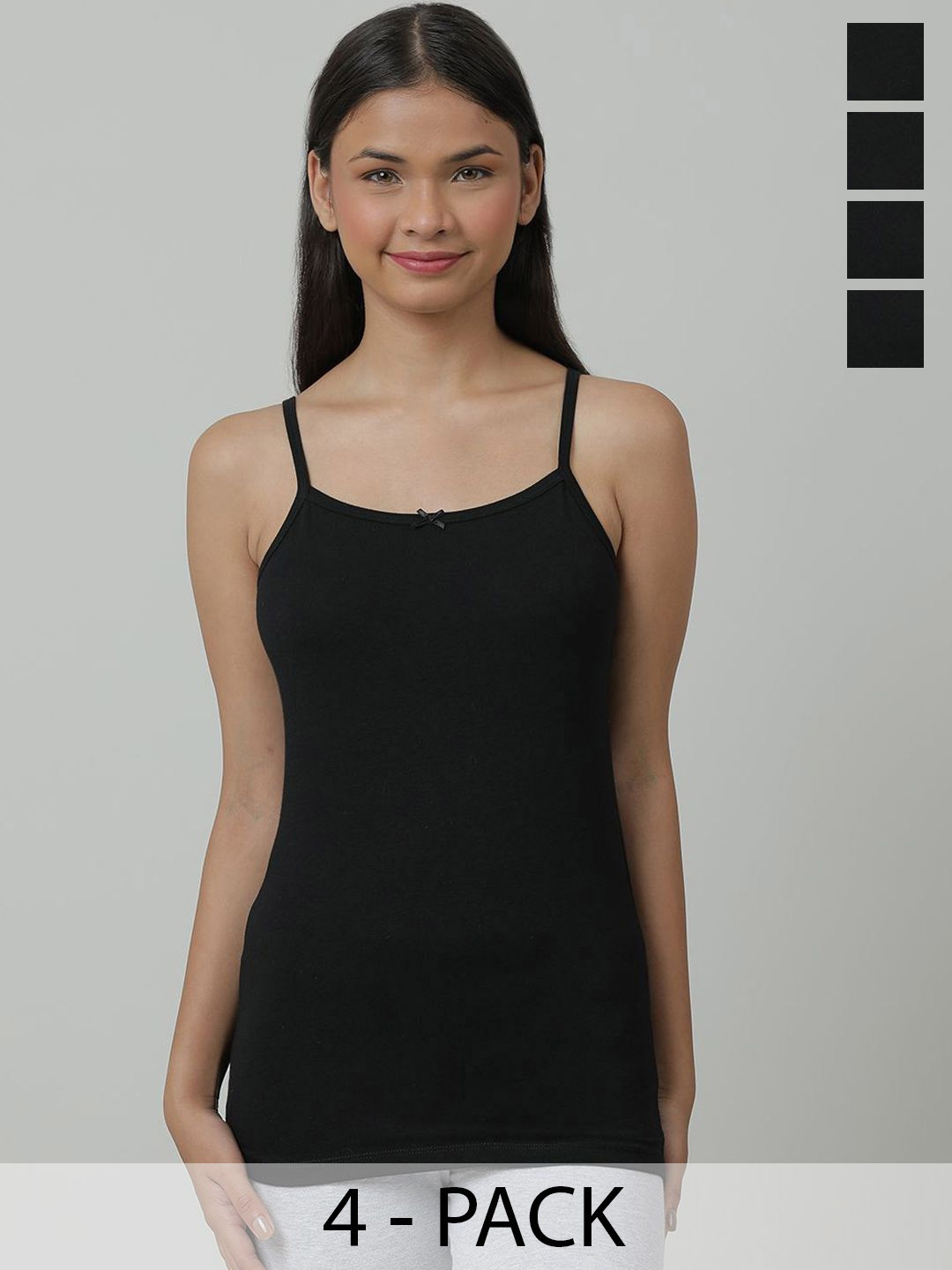 Charm n Cherish Pack Of 4 Cotton Spaghetti Camisoles