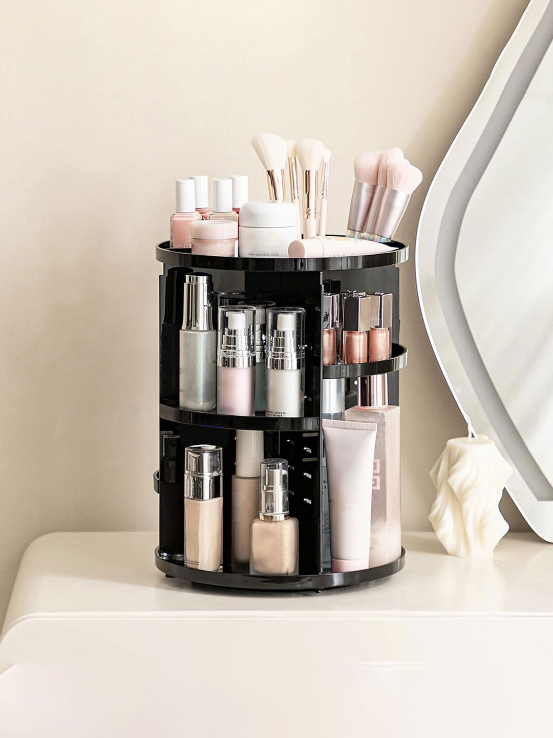 RUBOXA Black 360 Rotating Desk Storage Organiser