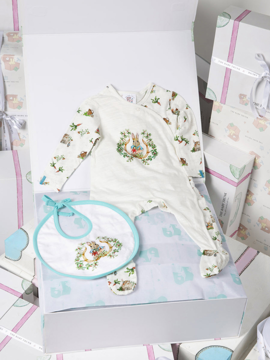 THE BABY TRUNK Infant-Girls Pack Of 2 Printed Organic Cotton Baby Apparel Gift Set