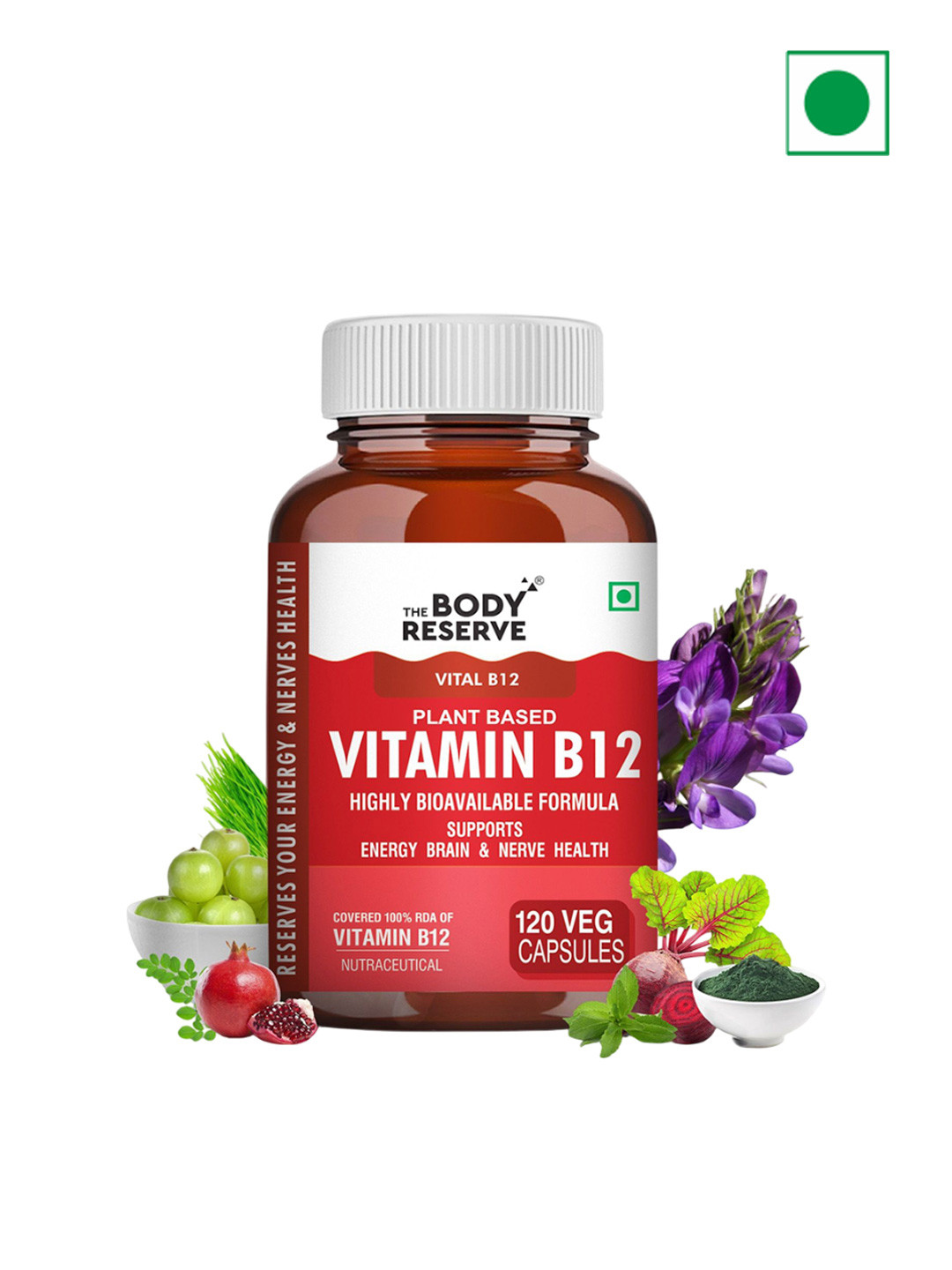 The Body Reserve Plant Based Vitamin B12 Capsules - 120 Capsules
