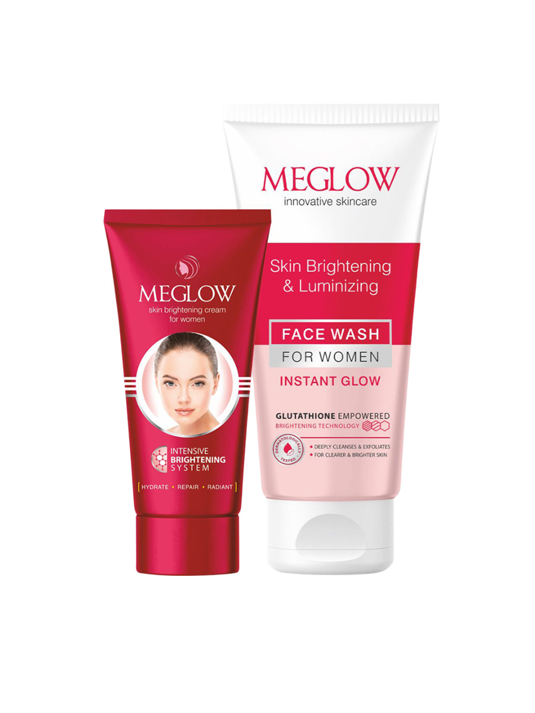 MEGLOW Set Of 2 Skin Brightening Face Cream - 50 g & Instant Glow Face Wash - 70 g