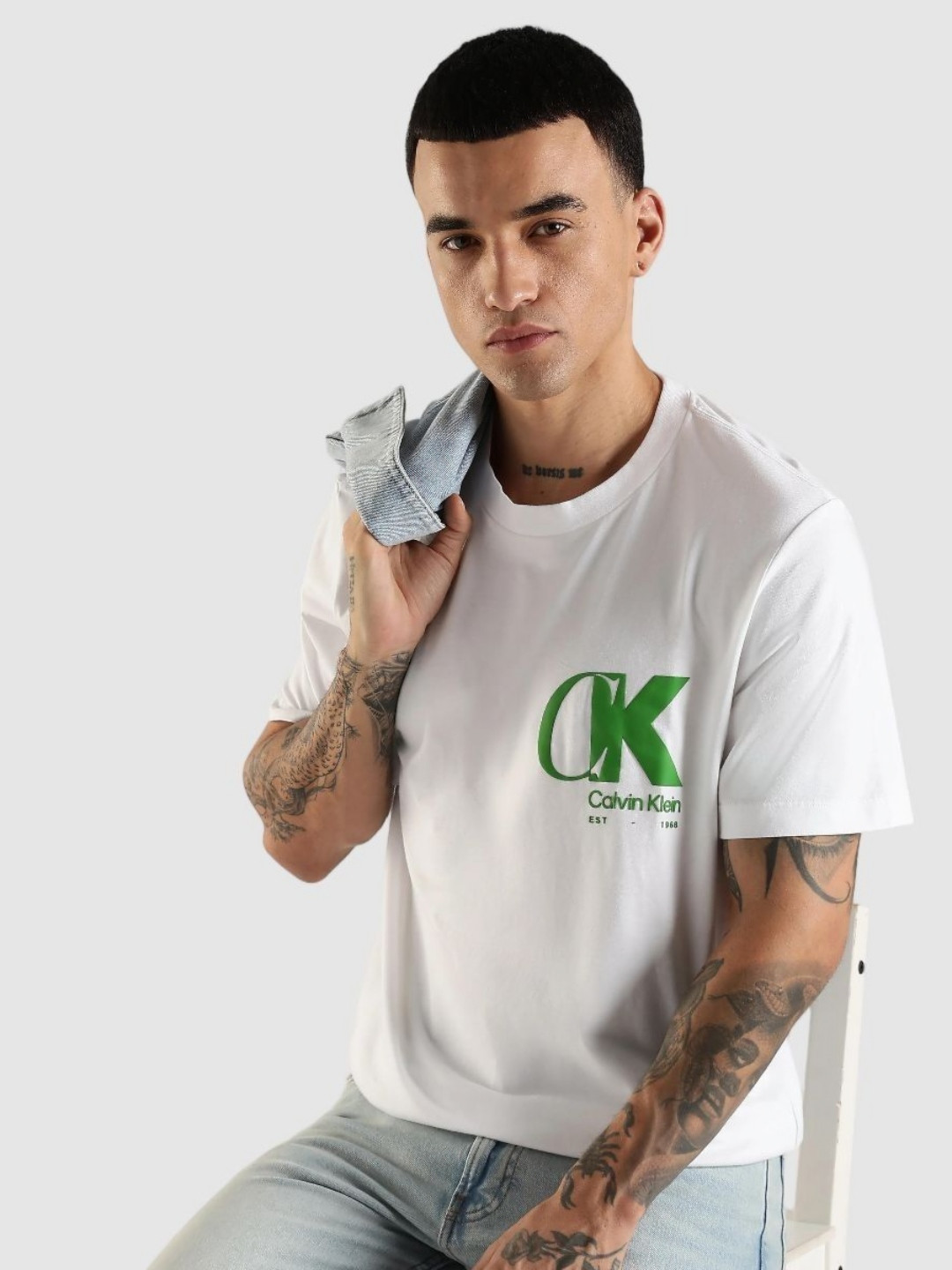 Calvin Klein Jeans Brand Logo Printed Cotton Relaxed Fit T-shirt