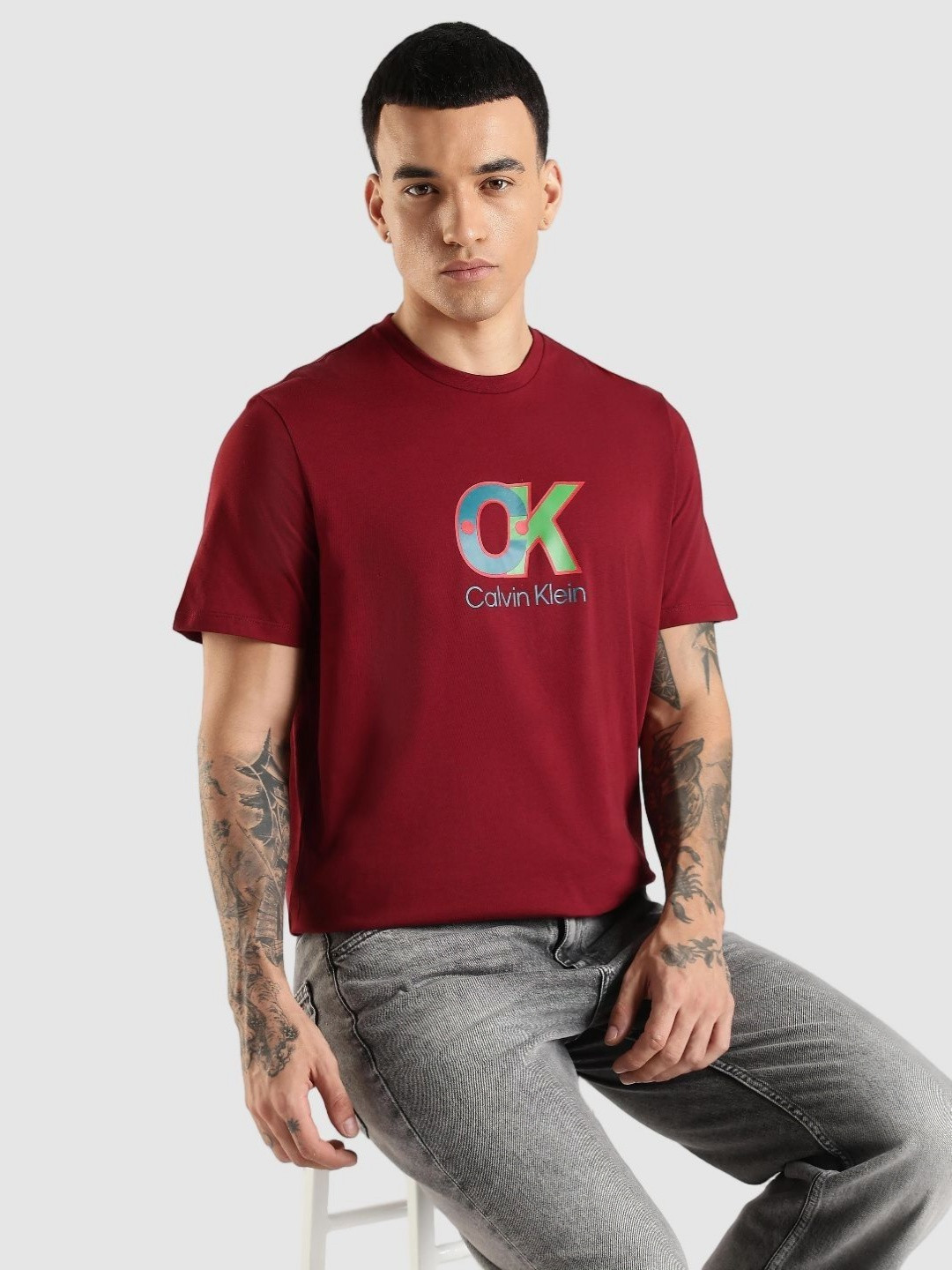 Calvin Klein Jeans Brand Logo Printed Cotton T-shirt