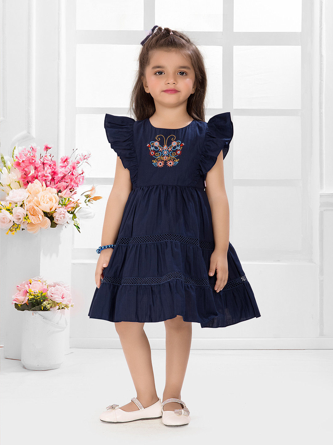 SNAZZYGIRL Embroidered Fit & Flare Dress