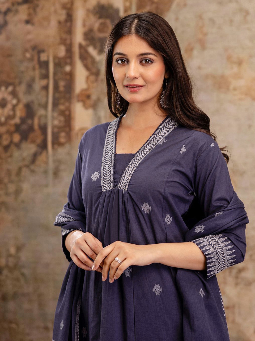 Anouk Rustic Women Printed Regular Kurta with Palazzos & Dupatta