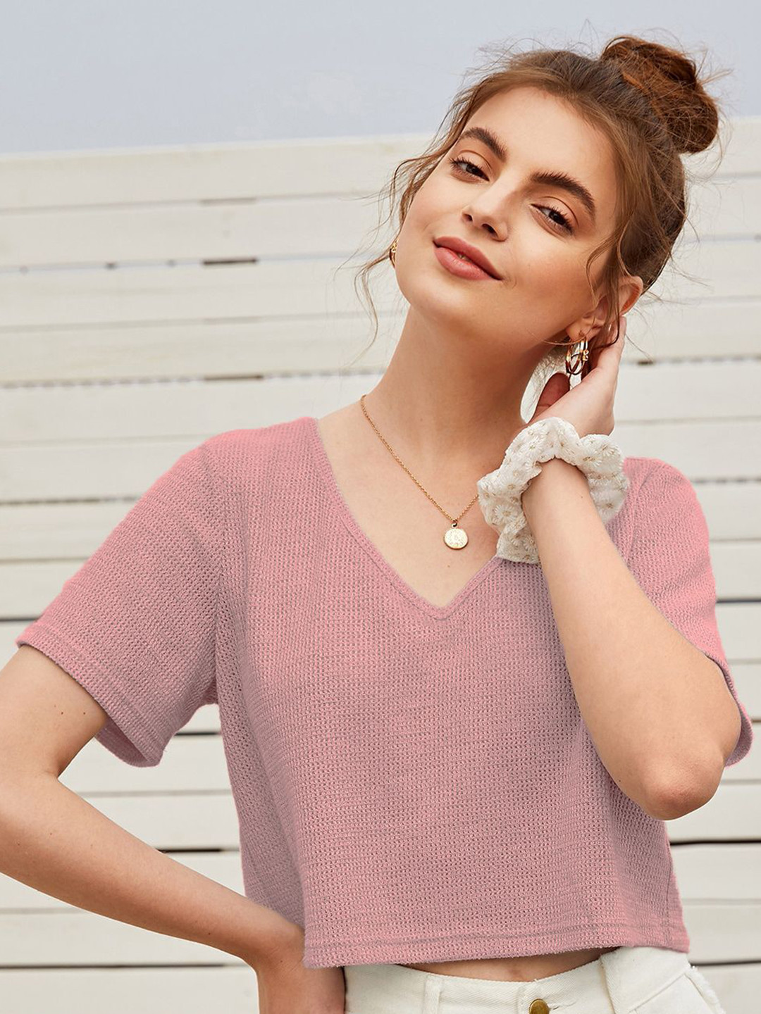 RAHI TRENDZ Women V-Neck Crop Top