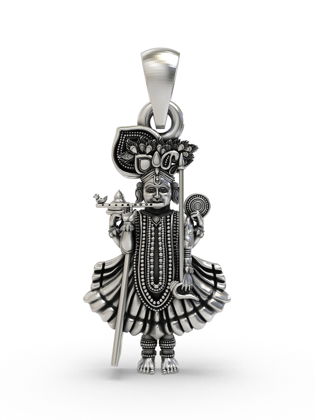 Exotic India Unisex Sterling Silver Shri Ranchhodraiji Maharaj Pendant