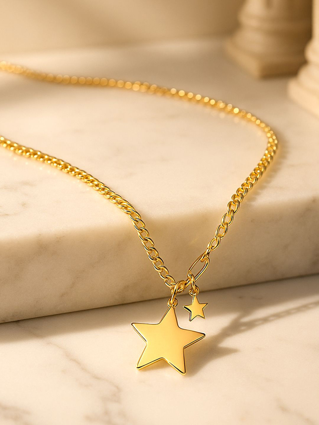 Rubans 18K Gold-Plated Stainless Steel Tarnish-Free Waterproof Star Charm Layered Necklace