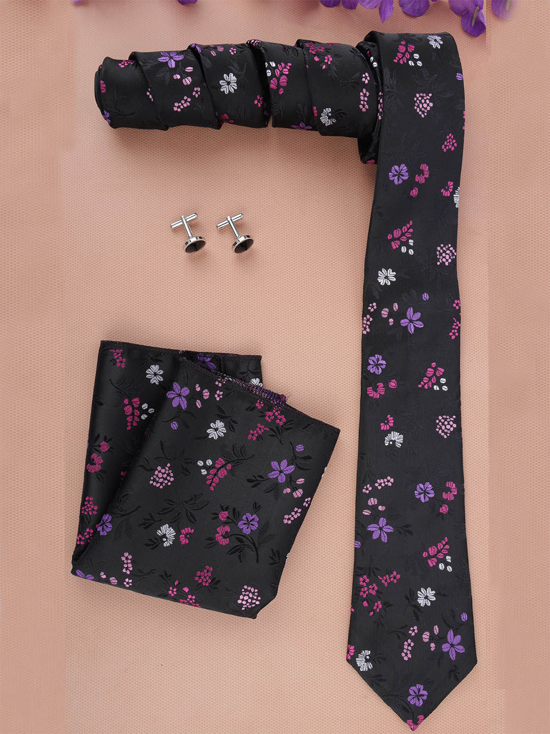 ELLIS Men Neck Tie & Pocket Square And Cuffink Accessory Gift Set
