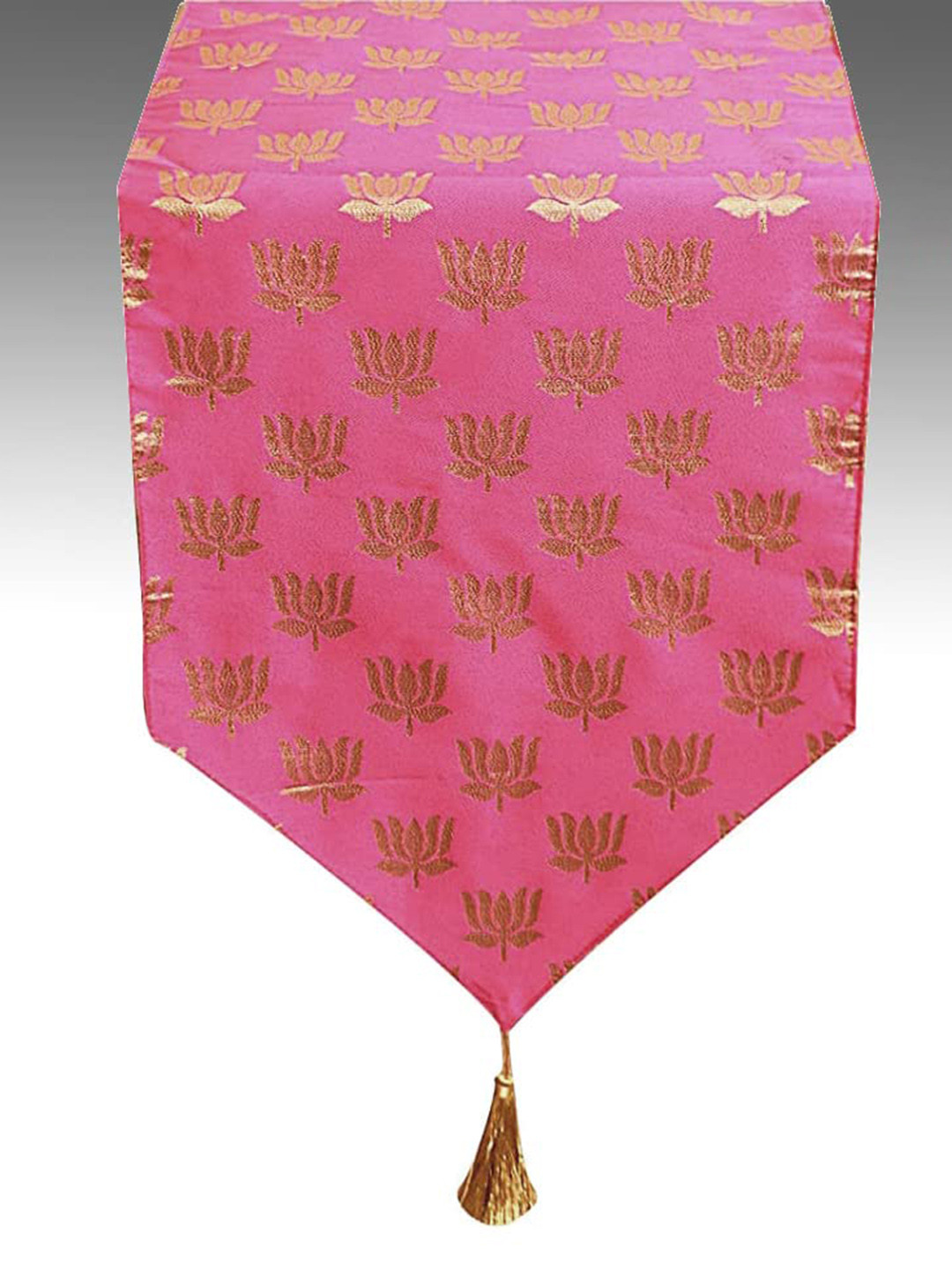 Pink Parrot Pink And Gold 12x70 inch jacquard silk table runner