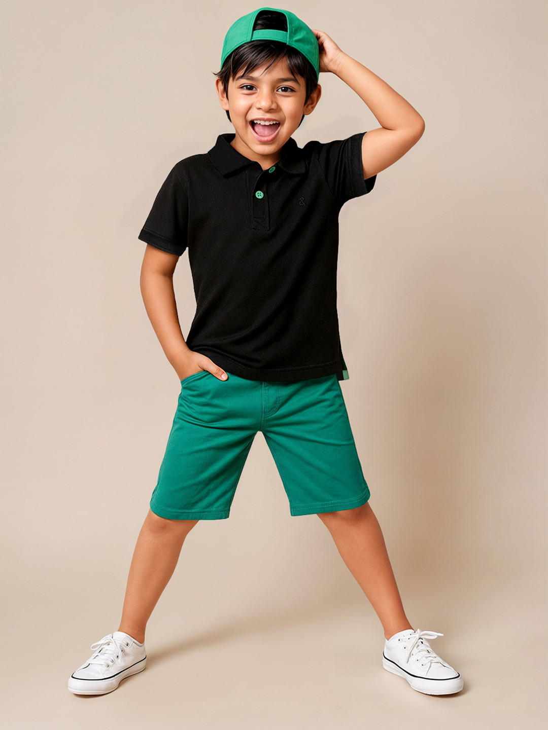 TALES & STORIES Boys Black Solid Polo T-shirts