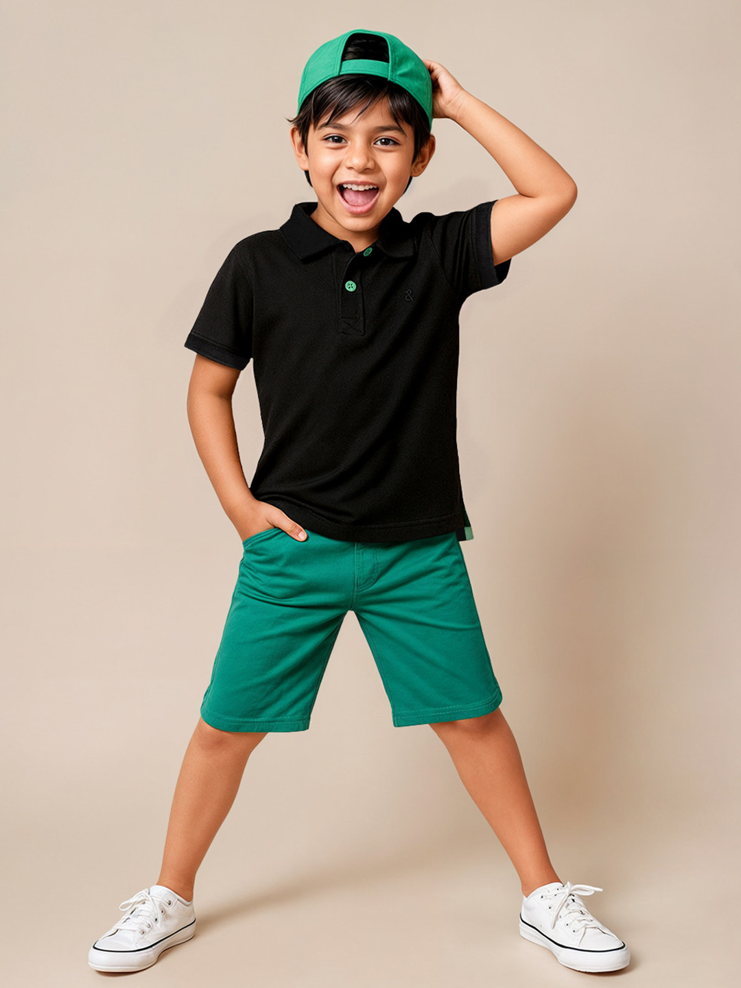 TALES & STORIES Boys Black Solid Polo T-shirts