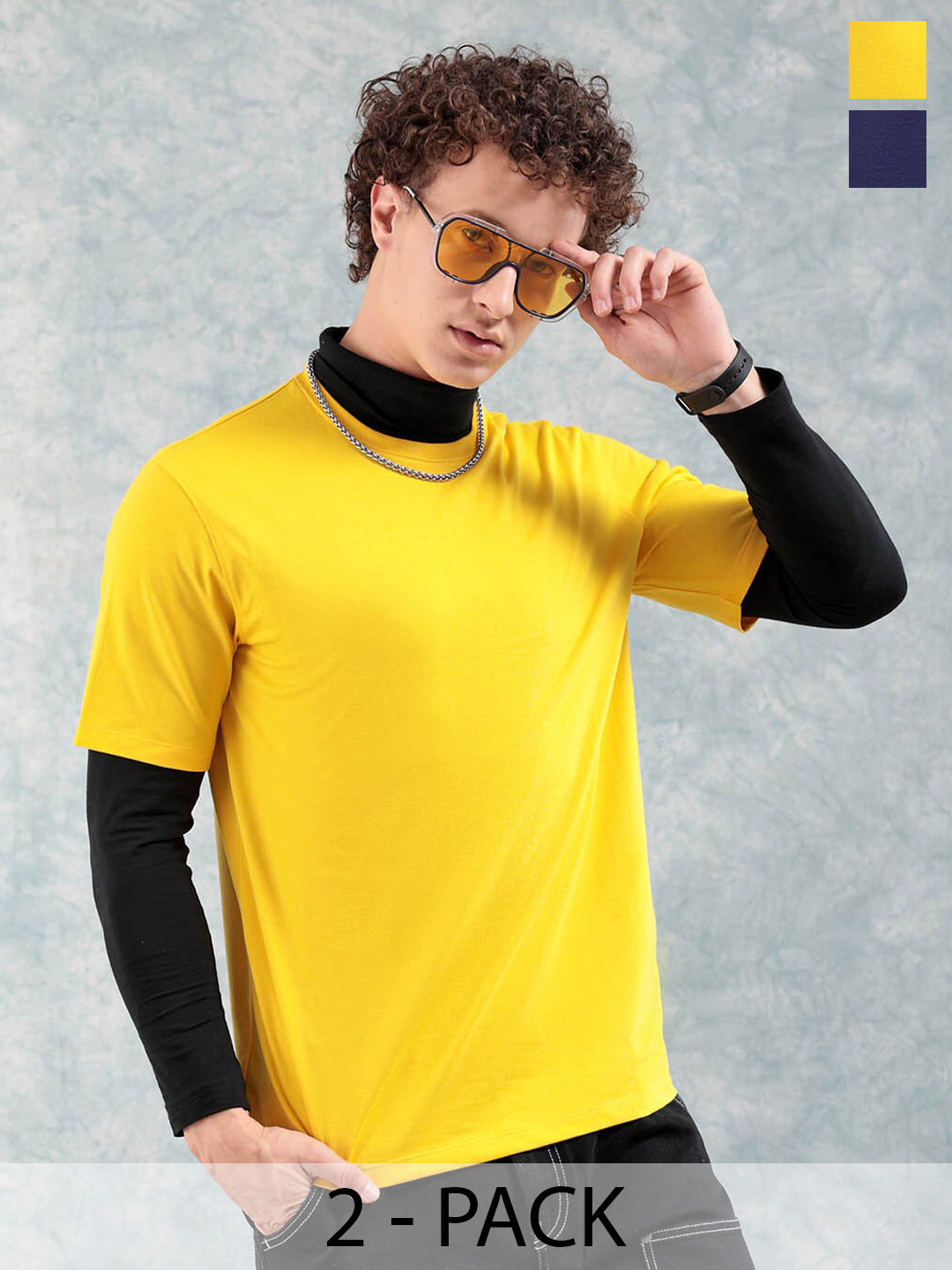 The Indian Garage Co Men Pack Of 2 Round Neck T-shirt