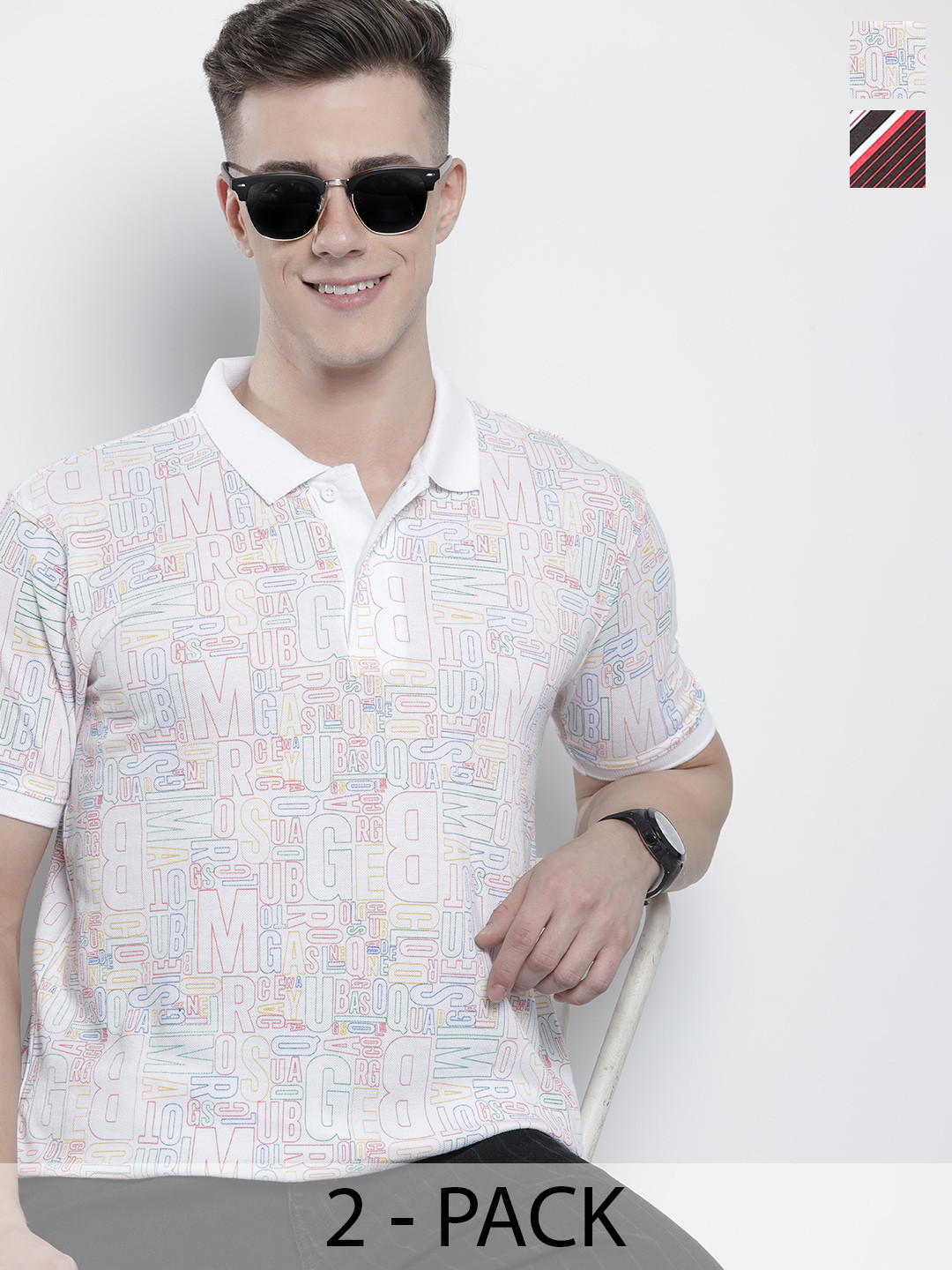 The Indian Garage Co Pack of 2 Men Cotton T-shirt