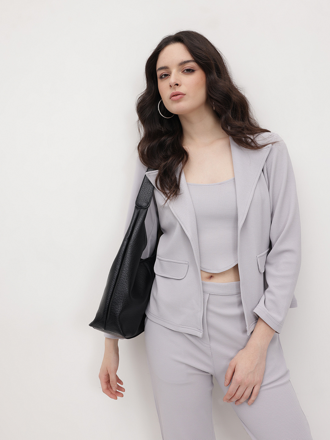 R.Code by The Roadster Life Co. Textured Blazer with Cami Top & Trouser Co-Ords