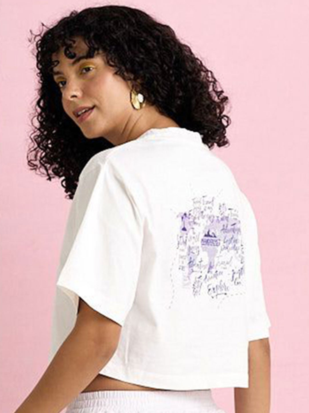 AVOCADO Women Graphic Printed Cotton Boxy Crop Top