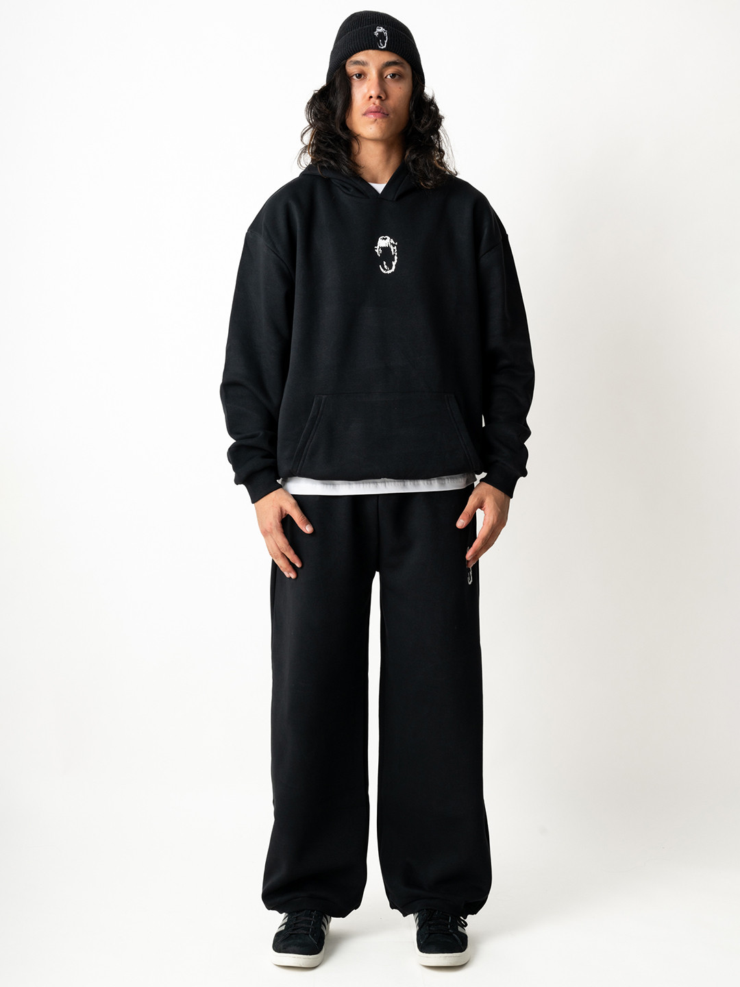 BAWSE. Unisex Typography Printed Hooded Black Sweatshirt