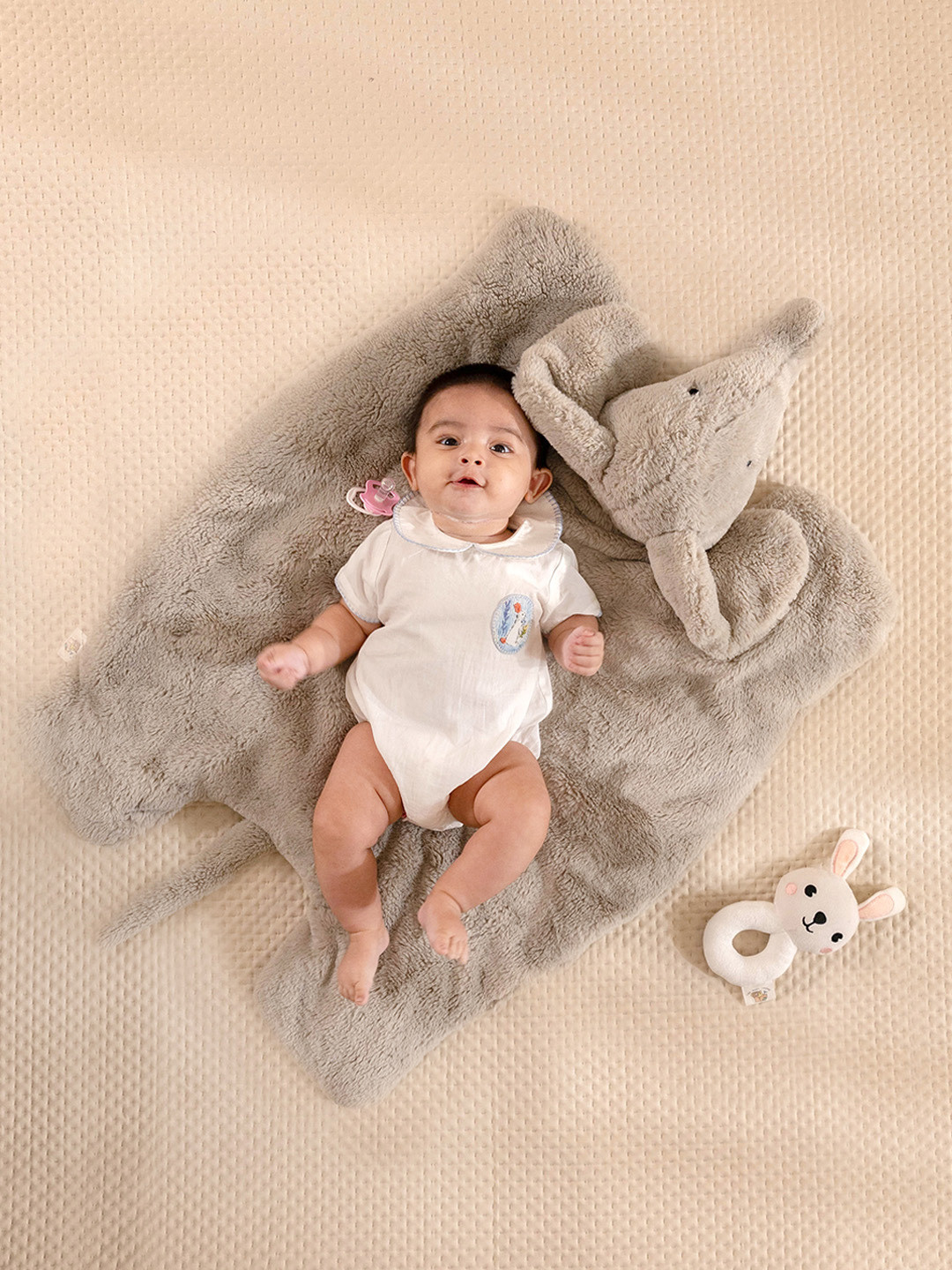 THE BABY TRUNK Kids Grey Elephant Play and Nap Toy