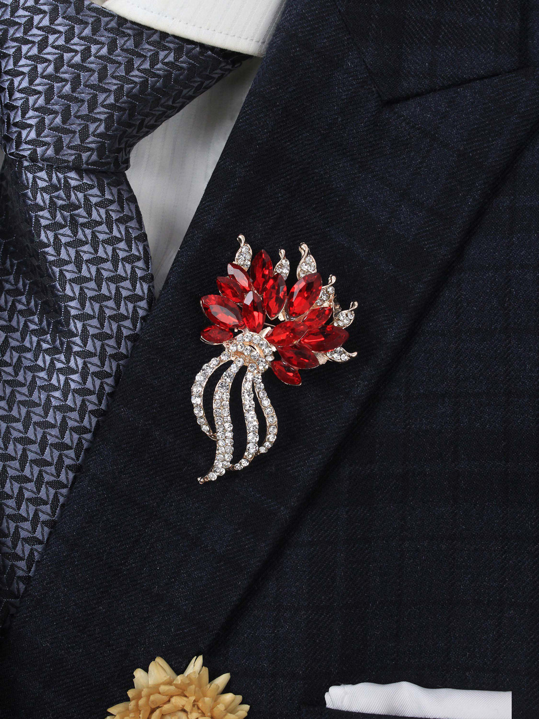 Kavove Men Red Plated Alloy Brooch