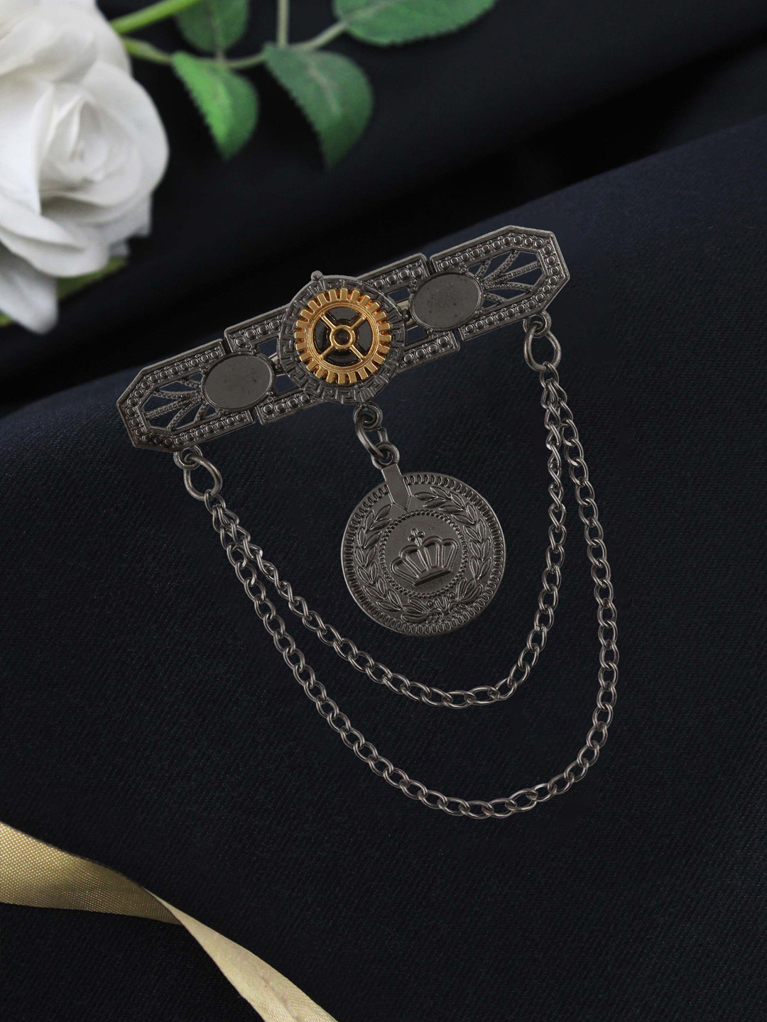 Kavove Men Alloy Crown Emblem Brooch