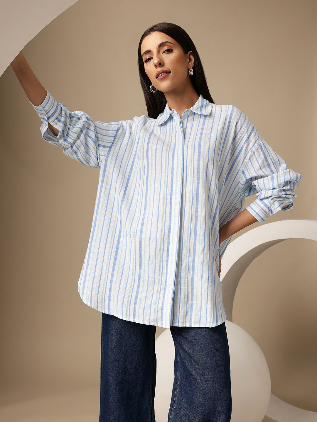 Chemistry Women Classic Striped Pure Cotton Casual Shirt
