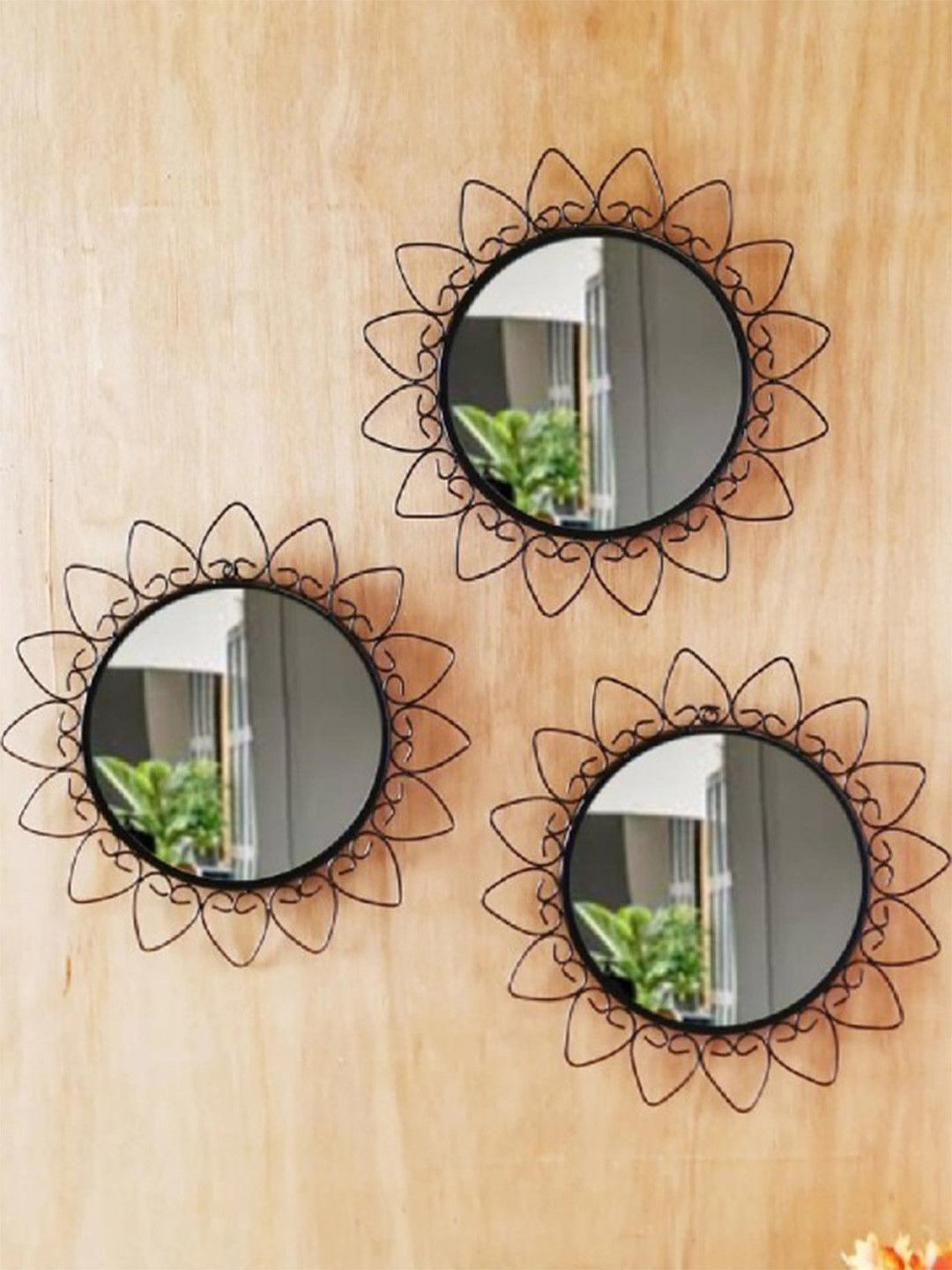 Urban Hamlet Set Of 3 Black Iron Decorative Wall Mirror