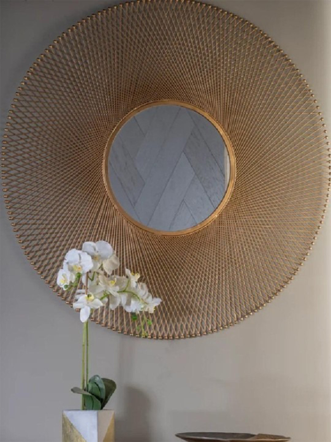 Urban Hamlet Luxury Radiant Gold Wall Mirror Sunburst Design