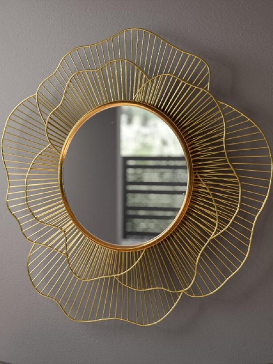 Urban Hamlet Golden Flower Frame Wall Mirror