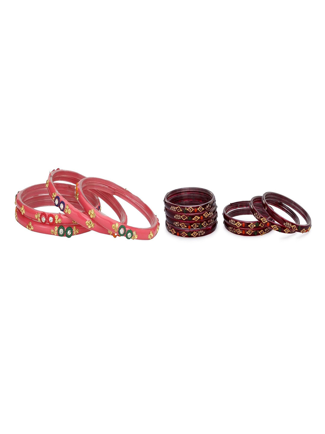 1ST TIME Set Of 12 Pink Alloy Antique Bangles