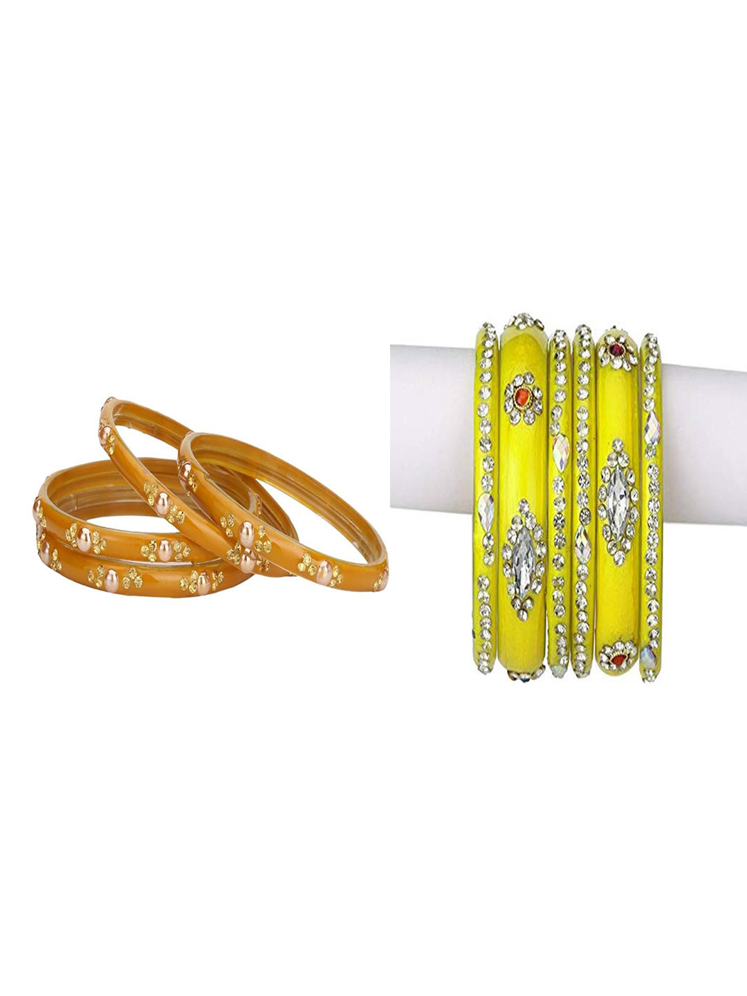 1ST TIME Combo of 2 Artificial Stones Studded Bangles Set
