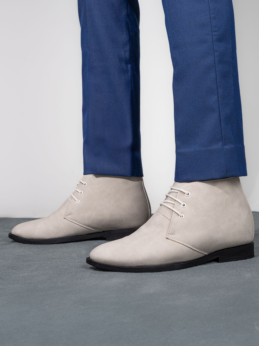 HI Toes Men Round Toe Casual Desert Height Increasing Boots