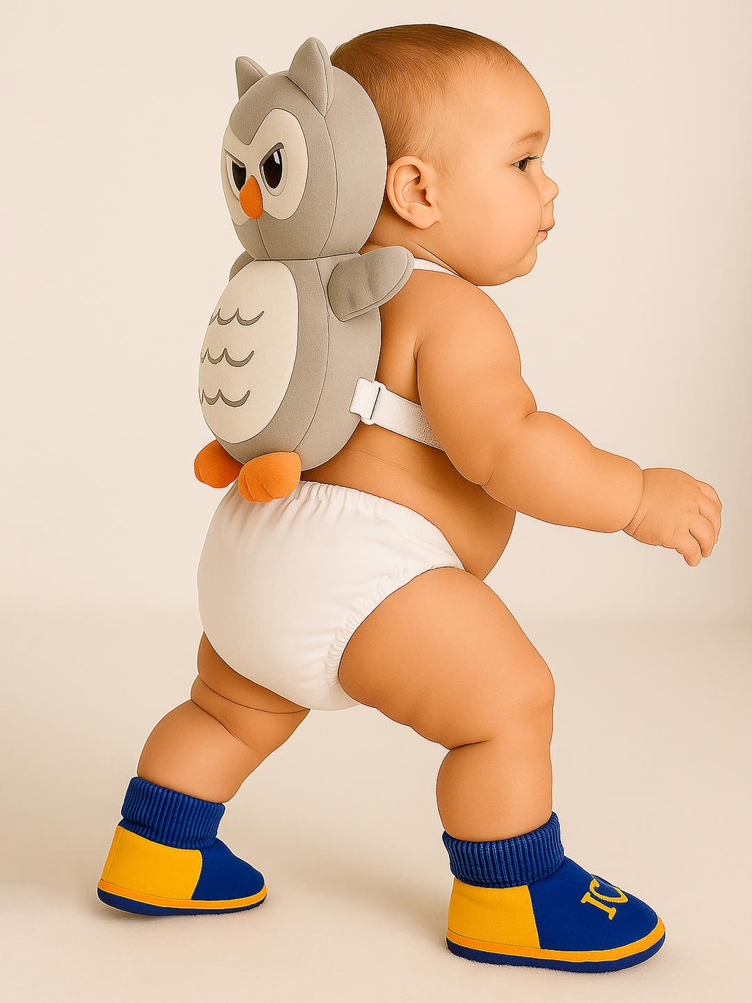 Smartots Grey Owl Crawling & Walking Soft Baby Head Protector with Booties